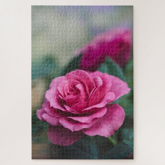 Challuitdagende roze rozen legpuzzel (Verticaal)