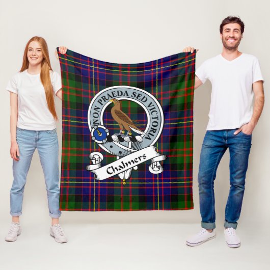 Chalmers Clan Badge Tartan Pset Fleece Deken (In situ)