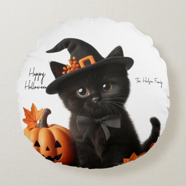 Chalot halloween Citrouille Family Rond Kussen (Voorkant)