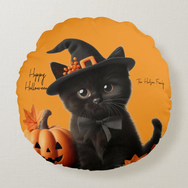 Chalot halloween Citrouille Family Rond Kussen (Voorkant)