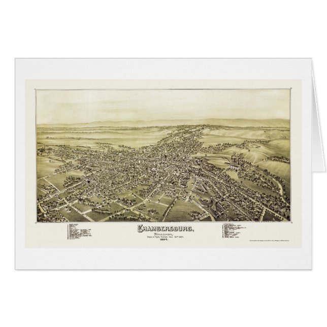 Chambersburg, PA Panorama Map - 1894 (Voorkant Horizontaal)