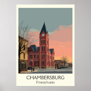 Chambersburg PA Vintage Historische Gebouwkunst Poster