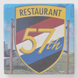 Chamblee, 57th Fighter Restaurant Sign, Georgia Stenen Onderzetter