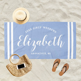 Chambray Blauwe Meisjes Weekend Monogram Naam Strandlaken