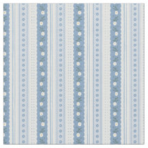 Chambray Blauwe Scallop Wing Bloemen Streep