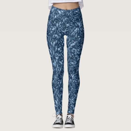 Chambray Blue Shimmering Dahlia's Vrouwenlegging Leggings (Voorkant)