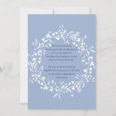 Chambray Blue White Wildflower Wreath Afstuderen Aankondiging (Achterkant)