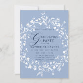 Chambray Blue White Wildflower Wreath Afstuderen Kaart (Achterkant)