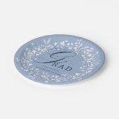 Chambray Blue White Wildflower Wreath Afstuderen Papieren Bordje (Gekanteld)