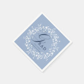 Chambray Blue White Wildflower Wreath Afstuderen Servet (Hoek)