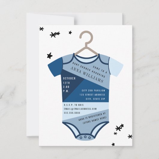 Chambray Color Block Bodysuit Boy Baby shower Kaart (Voorkant)