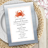 Chambray Crab bruiloft repetitie diner Kaart