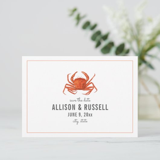 Chambray Crab Rustic Wedding Save the Date (Staand voorkant)