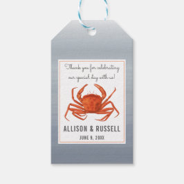 Chambray krab kustbruiloft cadeaulabel