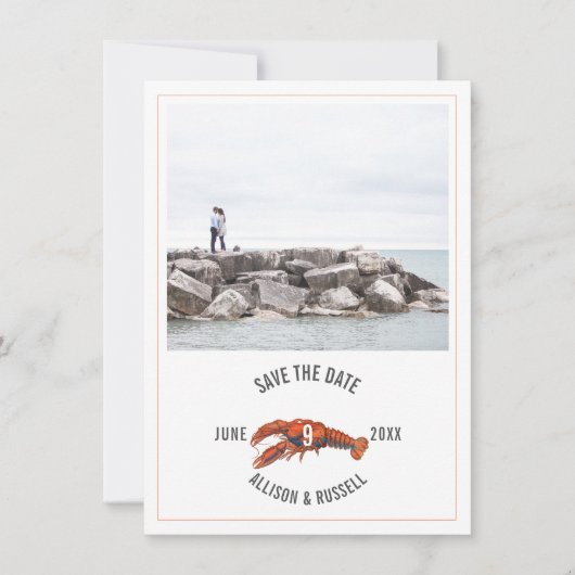 Chambray Kreeft Rustieke Trouwfoto Save The Date (Voorkant)