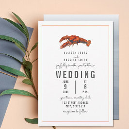 Chambray Lobster Pinstripe Wedding Kaart