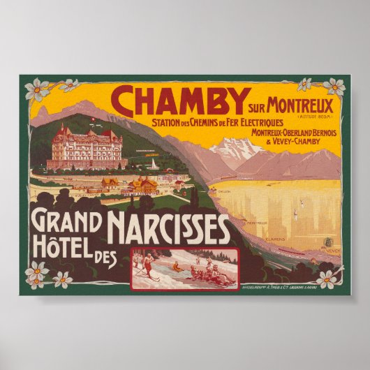 Chamby sur Montreux Vintage Poster ca. jaren 1910 (Voorkant)