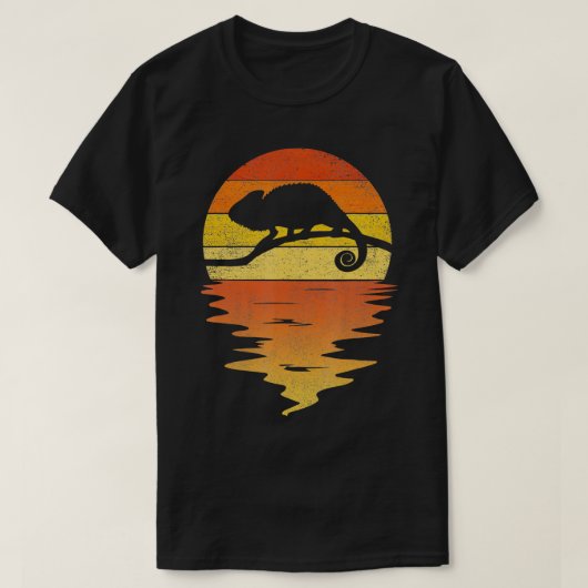 Chameleon 70s retro sunset reptile Chamel T-shirt (Design voorkant)