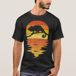 Chameleon 70s retro sunset reptile Chamel T-shirt