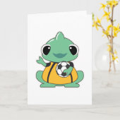Chameleon als Goalkeeper met Voetbal Kaart (Gele Bloem)
