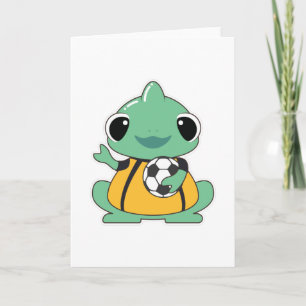 Chameleon als Goalkeeper met Voetbal Kaart