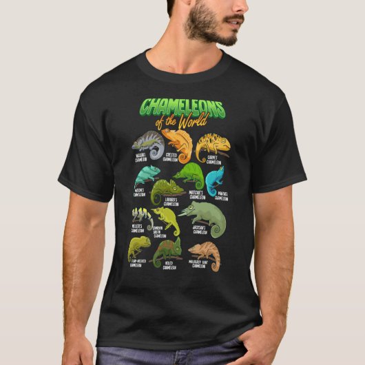 Chameleon Animals of the World Reptile Lizard Herp T-shirt (Voorkant)