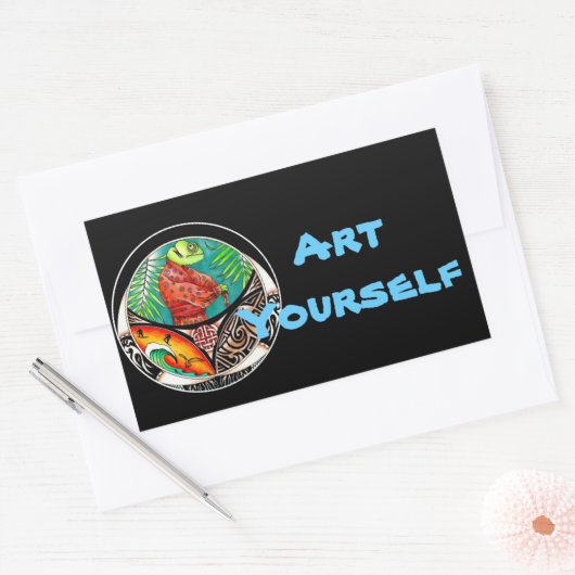 Chameleon Art Drawing Rechthoekige Sticker (Envelop)