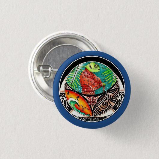 Chameleon Art Drawing Ronde Button 3,2 Cm (Voorkant /achterkant)