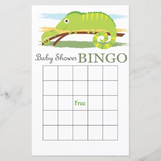 Chameleon baby shower bingo (Voorkant)