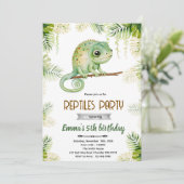 Chameleon birthday party invitation kaart (Staand voorkant)