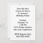 Chameleon Birthday Party Invite Kaart (Achterkant)