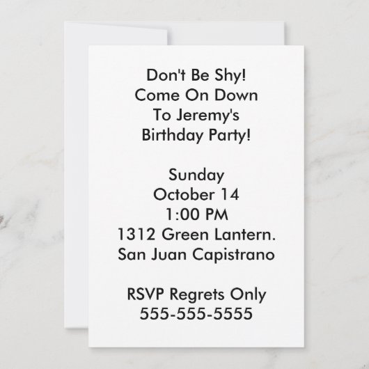 Chameleon Birthday Party Invite Kaart (Achterkant)