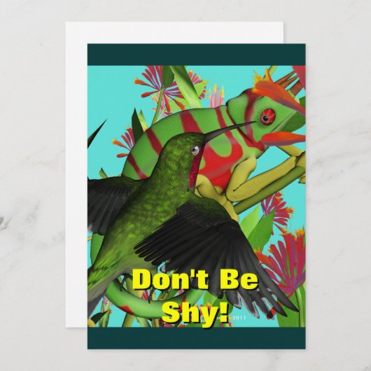 Chameleon Birthday Party Invite Kaart (Voorkant / Achterkant)