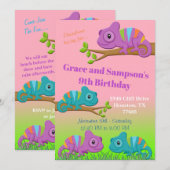 Chameleon Birthday Uitnodiging (Voorkant / Achterkant)