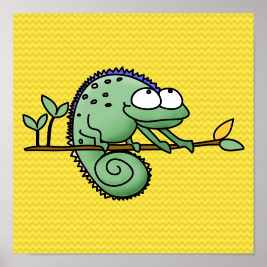 Chameleon Cartoon Lizard Cute Poster (Voorkant)