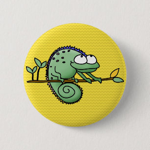 Chameleon Cartoon Lizard Cute Ronde Button 5,7 Cm
