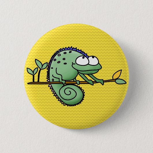 Chameleon Cartoon Lizard Cute Ronde Button 5,7 Cm (Voorkant)