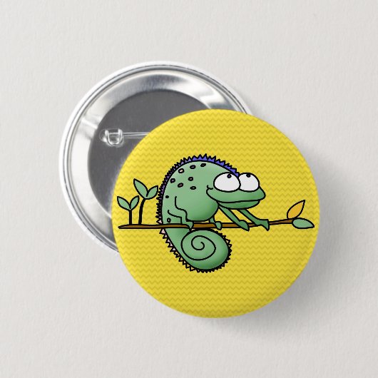 Chameleon Cartoon Lizard Cute Ronde Button 5,7 Cm (Voorkant /achterkant)