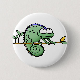Chameleon Cartoon Lizard Cute Ronde Button 5,7 Cm