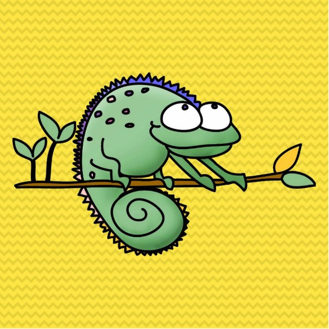 Chameleon Cartoon Lizard Cute Staand Fotobeeldje (Voorkant)
