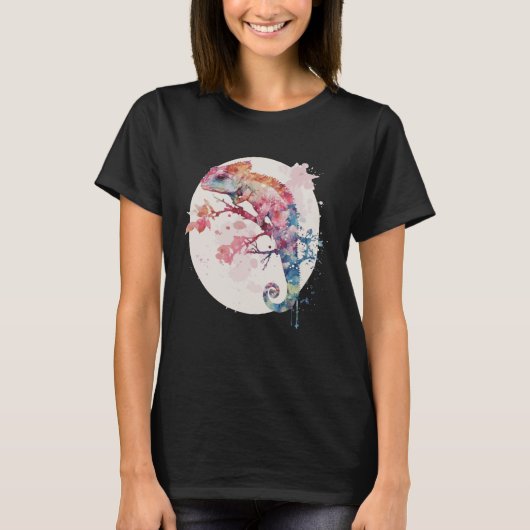 Chameleon Cherry Blossom Japanese Sakura Reptile T-shirt (Voorkant)