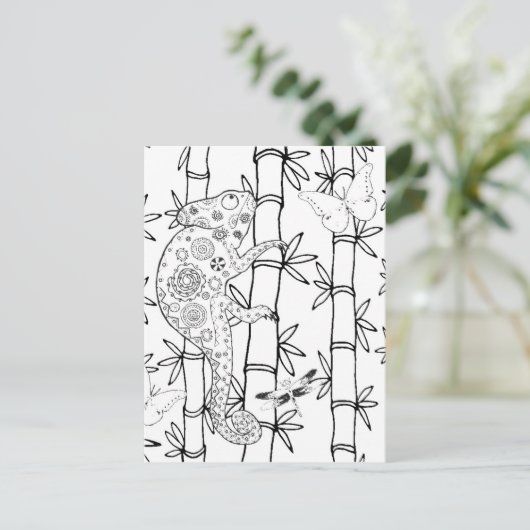 Chameleon Doodle Briefkaart (Staand voorkant)