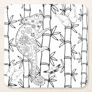 Chameleon Doodle Kartonnen Onderzetters