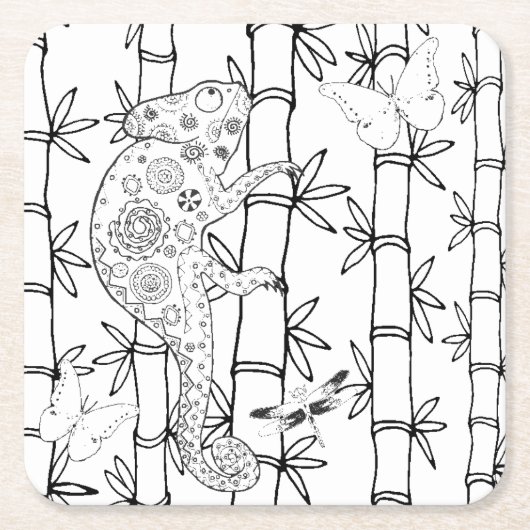Chameleon Doodle Kartonnen Onderzetters (Voorkant)