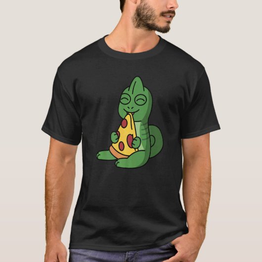 Chameleon Eating Pizza Pet T-shirt (Voorkant)