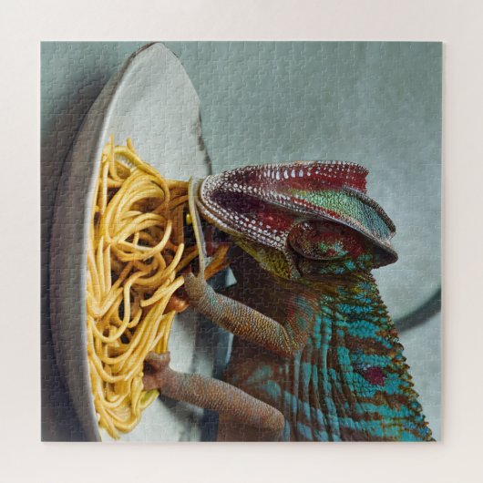 Chameleon Eating Spaghetti AI genereerde kunst Legpuzzel (Horizontaal)