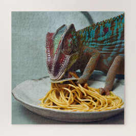 Chameleon Eating Spaghetti AI genereerde kunst Legpuzzel