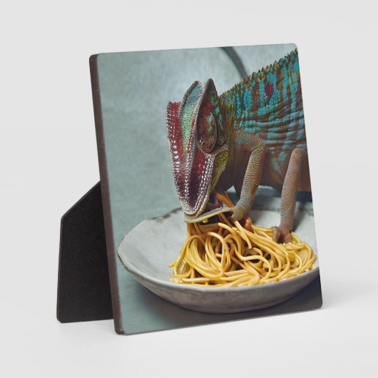 Chameleon Eating Spaghetti Fotoplaat (Voorkant)