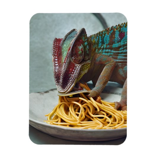 Chameleon Eating Spaghetti Magneet (Verticaal)