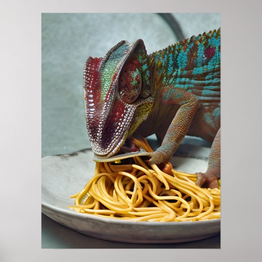 Chameleon Eating Spaghetti Poster (Voorkant)